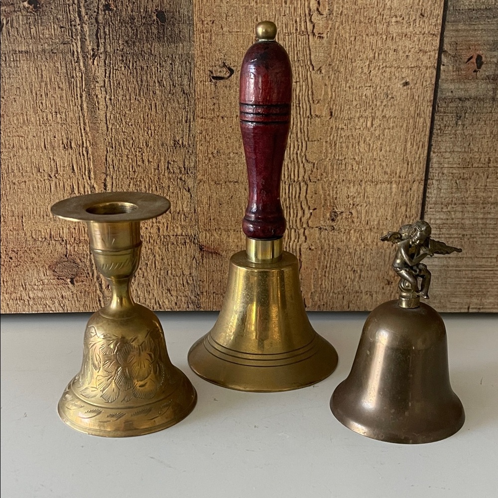 Vintage Brass Bell Set Trio